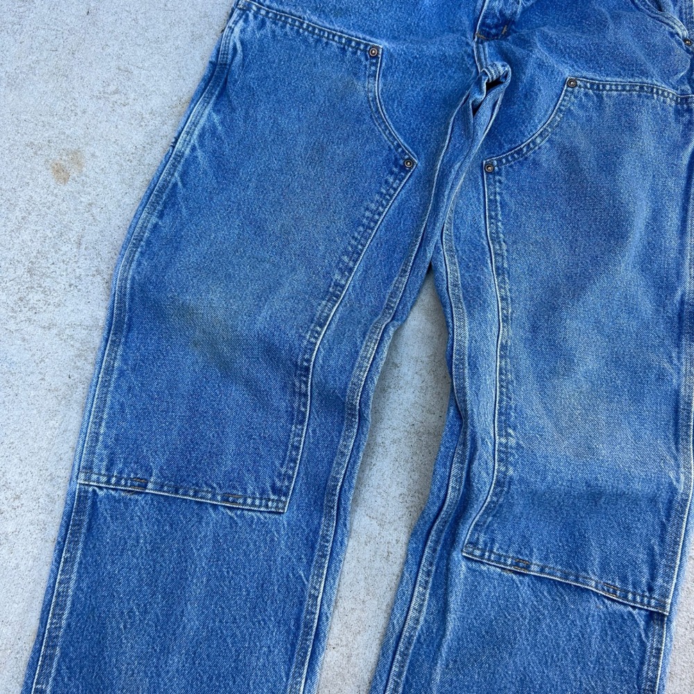 Carhartt Double Knee Logger Jeans 30x30 Blue B73 DST Vintage Workwear Pants - Picture 4 of 7